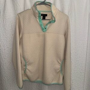 Jones New York Cream and Green Cowl Neck Sweater